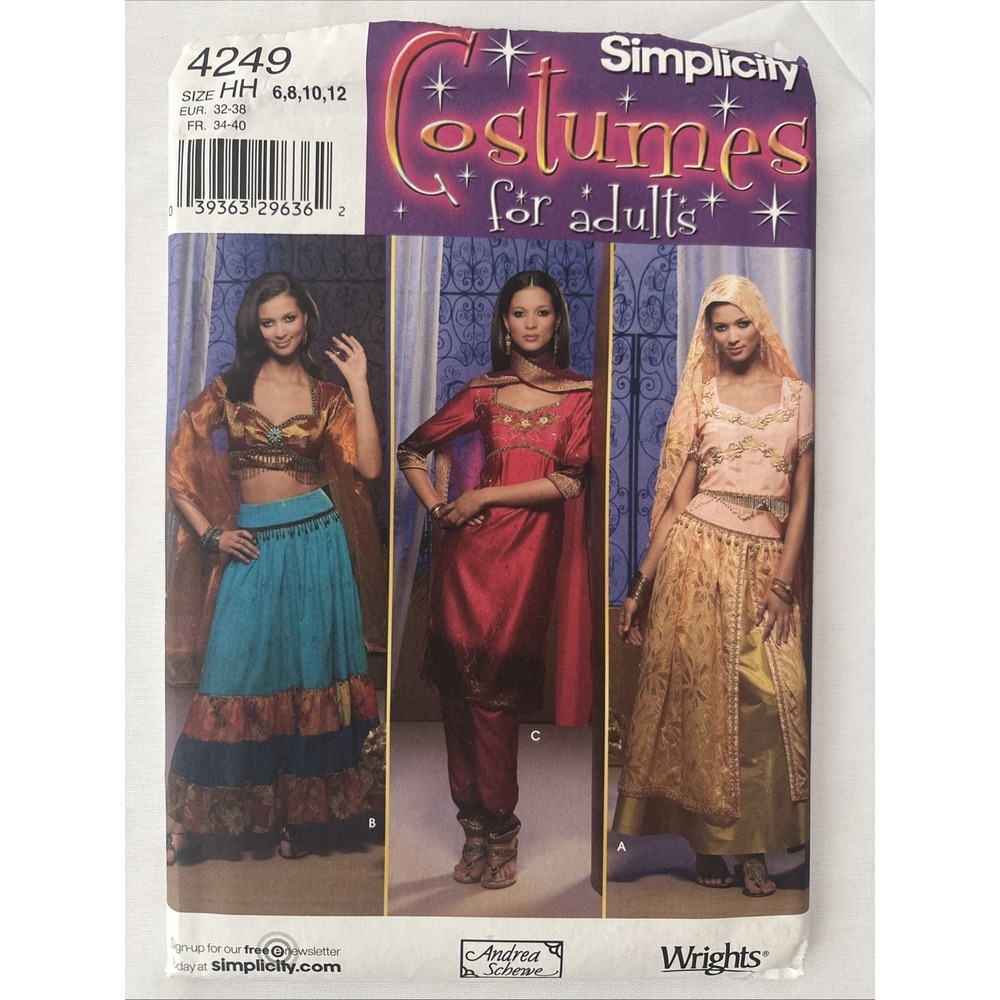 Simplicity 4249 Belly Dancer Bollywood Star Costume Sewing Pattern Sz 6-12 Uncut